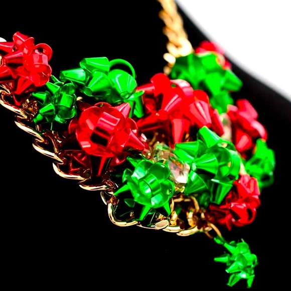 New Betsey Johnson Festive Bow Bib Necklace - Picture 7 of 14
